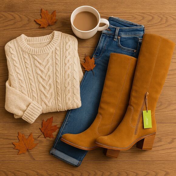 Sam Edelman NWT Penny Knee High Suede Boots Tan Camel Block Heel Western Size 6 - Picture 1 of 6